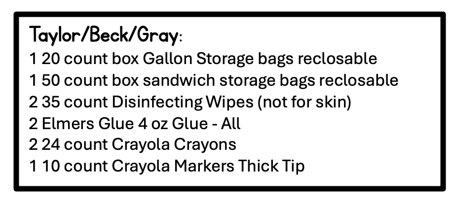 COMM supply list