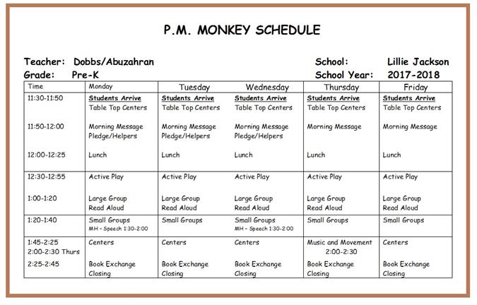 PM schedule 