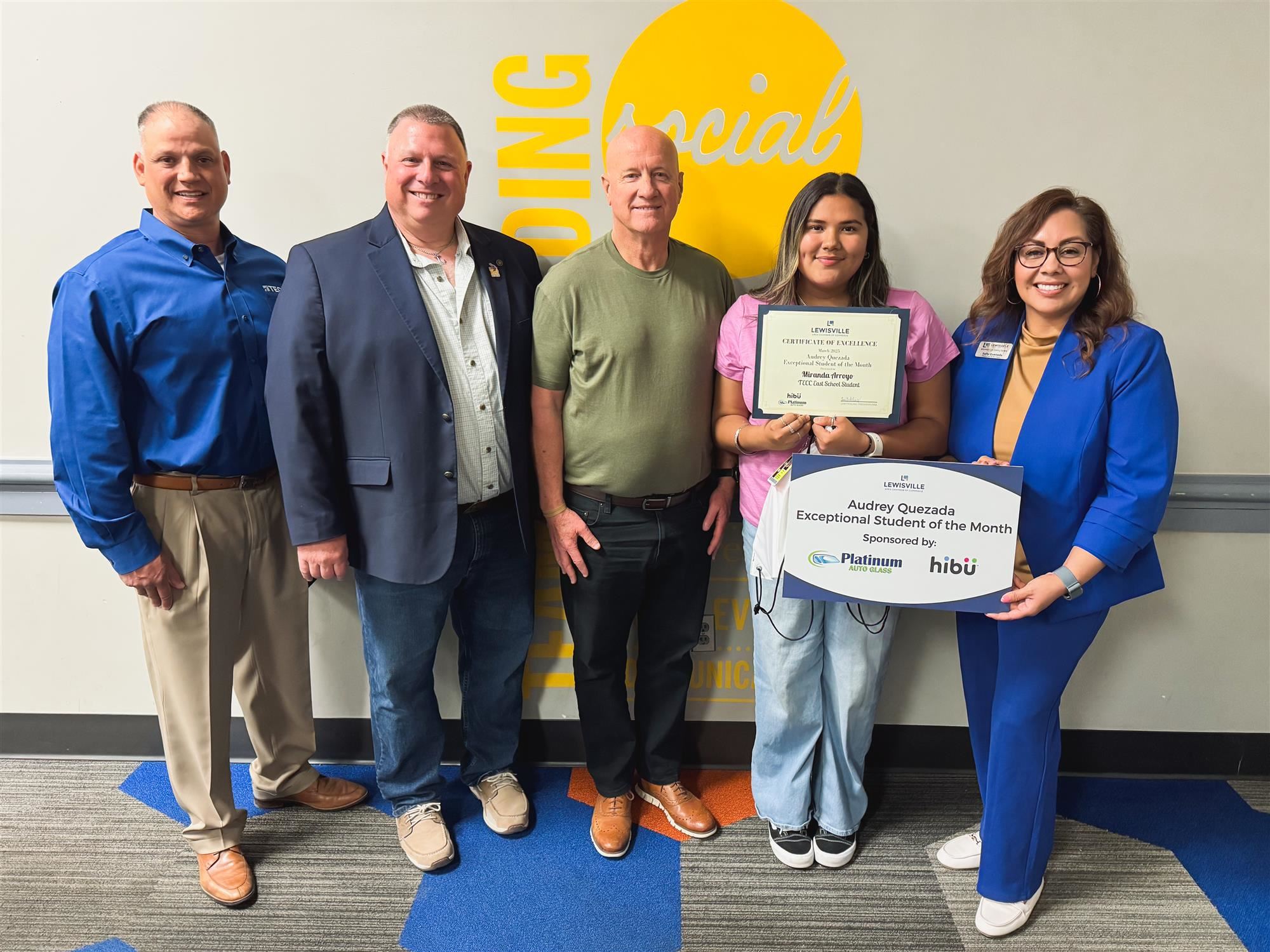 TECC East student Miranda Arroyo named Lewisville Chamber Exceptional Student of the Month.