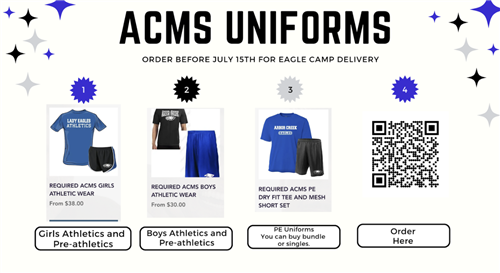 Order ACMS Uniforms now for delivery at Eagle Camp