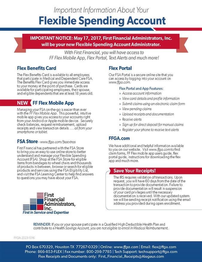 Important Information About Your FSA